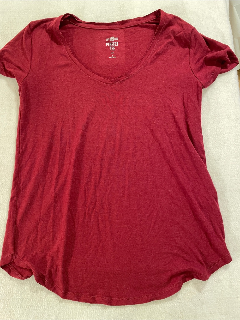SO Burgundy V-Neck Short Sleeve Tee